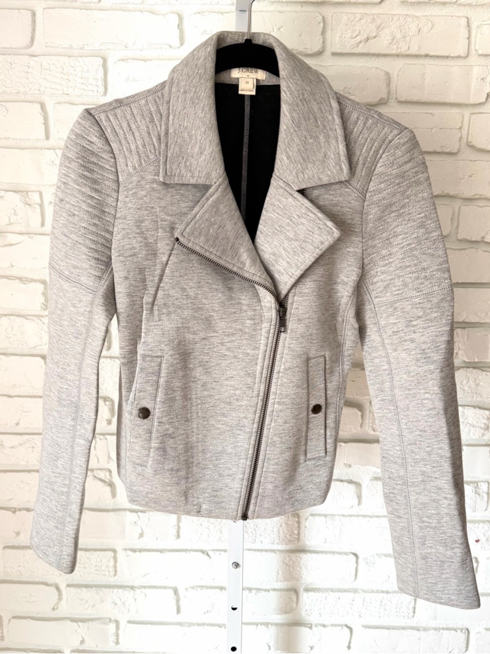 J.Crew Grey Knit Moto Jacket XS Asymmetrical Zip
